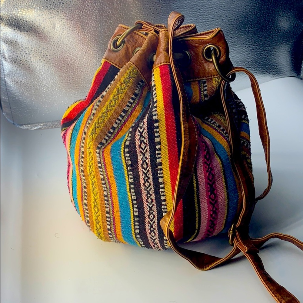 Leather Pattern Drawstring Bag - image 1